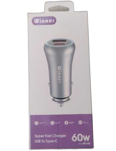 شارژر فندکی 60 واتی وینر دو پورت مدل WC-05